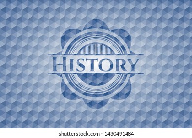History blue hexagon emblem. Vector Illustration. Detailed.