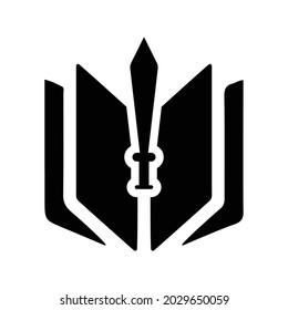 History, book, education icon. Black vector graphics.