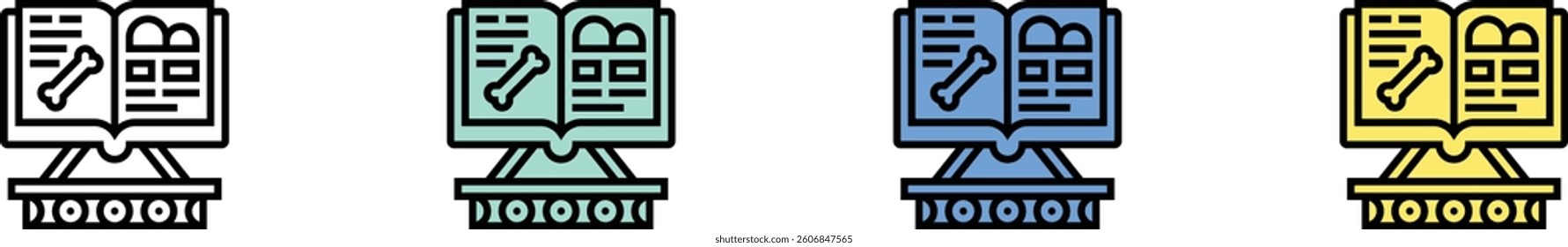 history book icon. Outline, Green, Blue and Yellow Style Design Isolated On White Background
