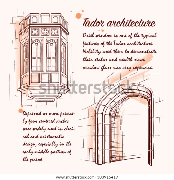 History British Architectural Styles Tudor Architecture Stock Vector ...