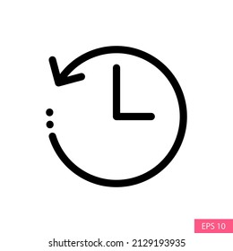 History button or Recent files vector icon in line style design for website design, app, UI, isolated on white background. Editable stroke. EPS 10 vector illustration.