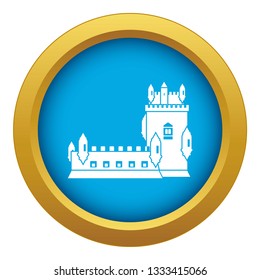 History castle icon blue vector isolated on white background for any design