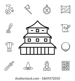 History, chinese, house flat vector icon in history pack