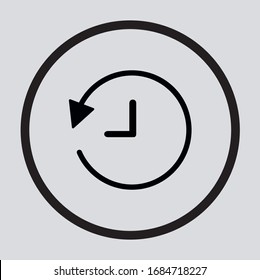 History, clock with arrow around circular line icon. Round colorful sign. Flat style vector symbol