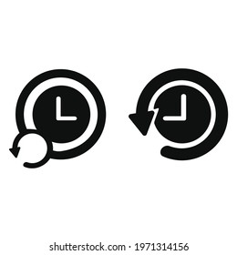 History, clock with arrow around circular line icon. Round  sign. Flat style vector symbol. Icon set