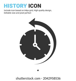 History, clock, time vector icon with solid style isolated on white background. Vector design illustration timer sign symbol icon concept for mobile apps, technology, web, alarm, ui, ux and project