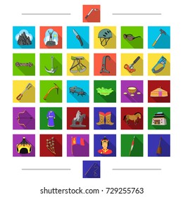 History, clothing, national and other web icon in cartoon style.Whip, mongolia, tourism, icons in set collection.