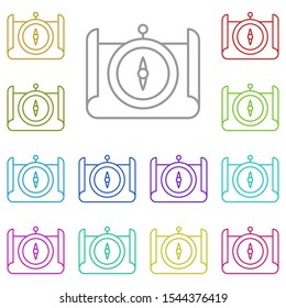 History, compass, map multi color icon. Simple thin line, outline vector of History icons for UI and UX, website or mobile application