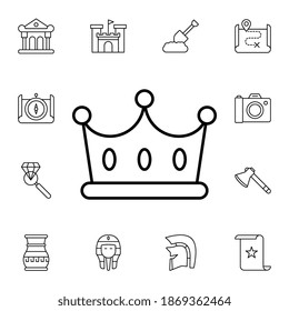 Historial, icono del vector plano de la corona en el paquete de historial