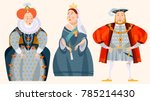 History of England. Queen Elizabeth I, King Henry VIII, Queen Victoria. Vector illustration.