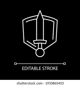History epic white linear icon for dark theme. Common movie genre, filmmaking category. Thin line customizable illustration. Isolated vector contour symbol for night mode. Editable stroke