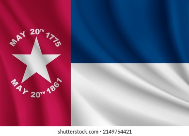 History flag of North Carolina 1861-1865, USA. Realistic waving flag of Georgia vector background.