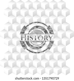 History grey emblem. Retro with geometric cube white background