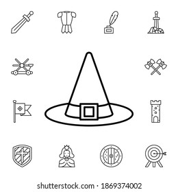 History, hat wizard flat vector icon in history pack