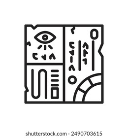 History Hieroglyph Outline Icon Vector Illustration