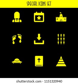 history icon. 9 history set with file, pyramid, england and nine vector icons for web and mobile app