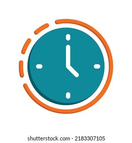 Icono de historia con reloj en estilo plano colorido