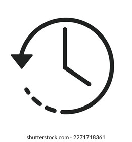 History icon. Clock sign for History Icon. Vector line History Icon. Black color History icon for Ui and web design.