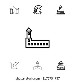 History icon. collection of 7 history outline icons such as castle, temple, knight. editable history icons for web and mobile.