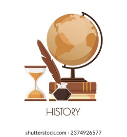 History icon with globe and books