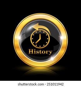 History icon. Internet button on black background. EPS10 vector 