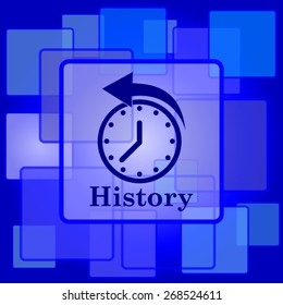 History icon. Internet button on abstract background. 