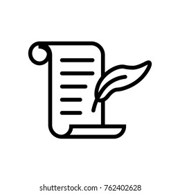 History icon isolated on white background. Black sign literature, poetry in flat trendy style. Vector illustration. Line art.