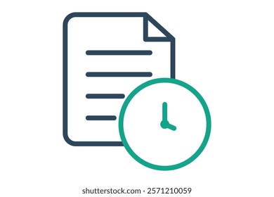 History icon. line icon style. document with clock. icon related to time and date. time elements vector illustration