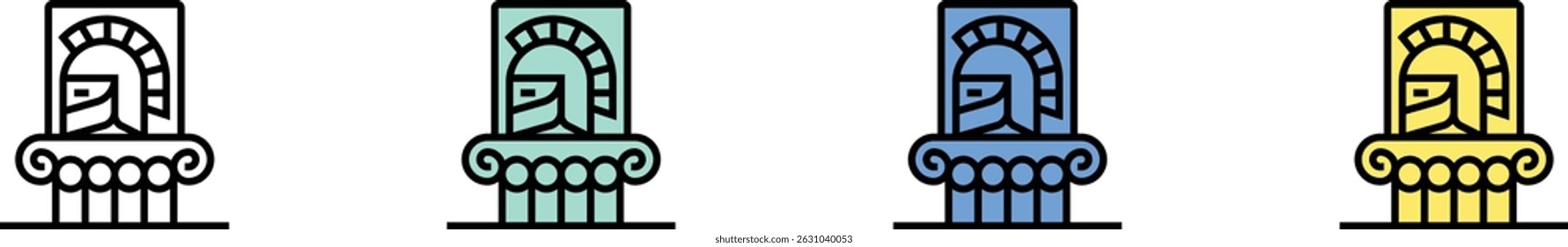 history icon. Outline, Green, Blue and Yellow Style Design Isolated On White Background