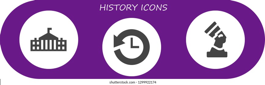  history icon set. 3 filled history icons.  Simple modern icons about  - White house, History, Pharaoh