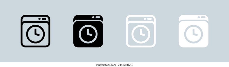 History icon set in black and white. Time signs vector illustration.