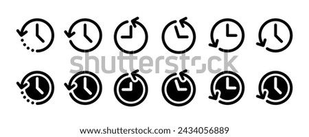 History icon set isolated on white background. History past events vector icon. Clock vector. History outline vector.