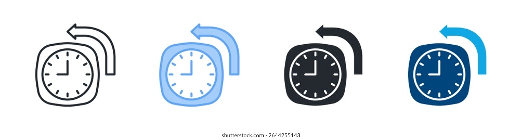 History Icon Set Multiple Style. Design In Outline, Blue, Glyph, Dual Tone