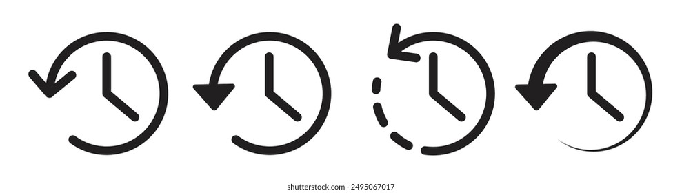 History icon set. past time button. history clock pictogram.