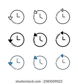 History icon set. recent event history