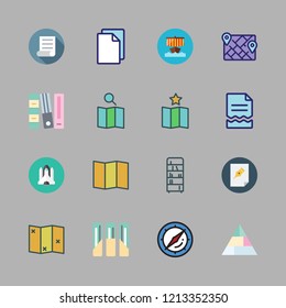 history icon set. vector set about space shuttle, pyramid, bookshelf and map icons set.