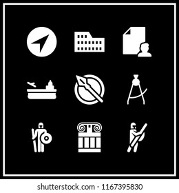 history icon. This set with warrior, file, spear and coliseum vector icons for mobile and web