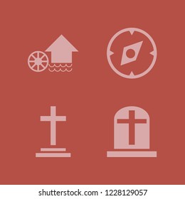 history icon. history vector icons set grave, compass and water mill