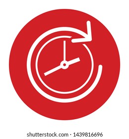 History icon vector isolated on flat red round button illustration