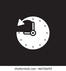 history icon vector, time solid logo illustration, pictogram isolated on black