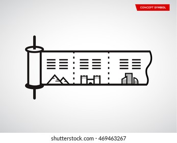history icons, mono vector symbols