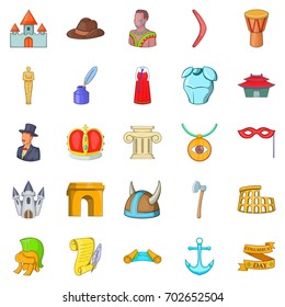 History icons set. Cartoon set of 25 history vector icons for web isolated on white background