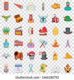 History icons set. Cartoon style of 36 history vector icons for web for any design