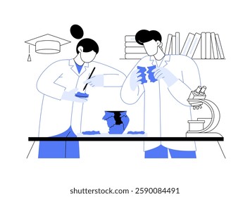 History isolated cartoon vector illustrations. Group of university students reconstruct antique pottery in lab, interested in history, community college, make research vector cartoon.