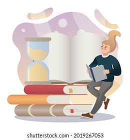 History. Isolated flat style colored illustration. School lessons. Studying history.