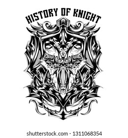 History of Knight Black and White Illustration