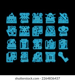 Historia Aprender Lección Educativa Leyenda de neón vector de signo de luz. El Medio Ambiente Y El Arte, La Historia Política Y Económica, Intelectual Y Científica, Las Ruinas Antiguas Y Las Ilustraciones De Investigación De Puertas