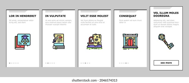 History Learn Educational Lesson Onboarding Mobile App Page Screen Vector. Environmental And Art, Political And Economic, Intellectual Science History, Ancient Ruins And Gate Researching Illustrations