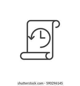 Icono de línea de historial, signo de vector de contorno, pictograma de estilo lineal aislado en blanco. Símbolo, ilustración del logotipo. Trazo editable. Pixel perfecto