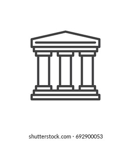 History line icon, outline vector sign, linear style pictogram isolated on white. Historical building symbol, logo illustration. Editable stroke. Pixel perfect vector graphics